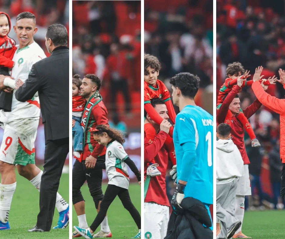 Moroccan players celebrating with families